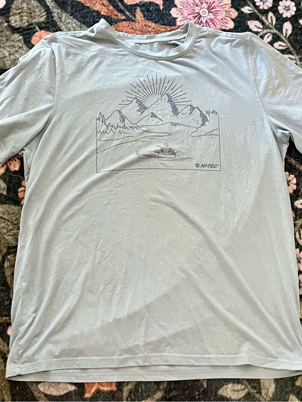 Hi-Tec Men's Pale Blue Mountain & Boat Graphic Short Sleeve Tee